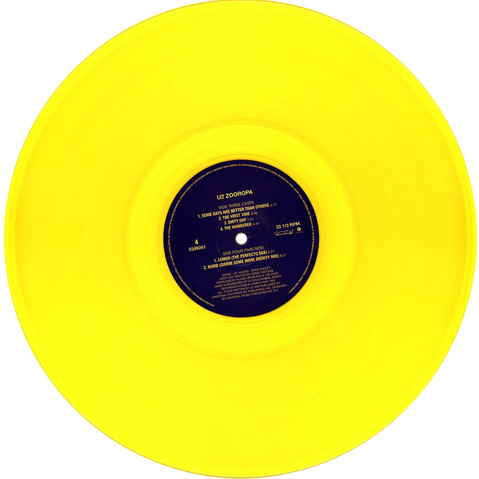 Bravado - Zooropa 30th Anniversary - U2 - Limited Transparent Yellow Vinyl  2LP