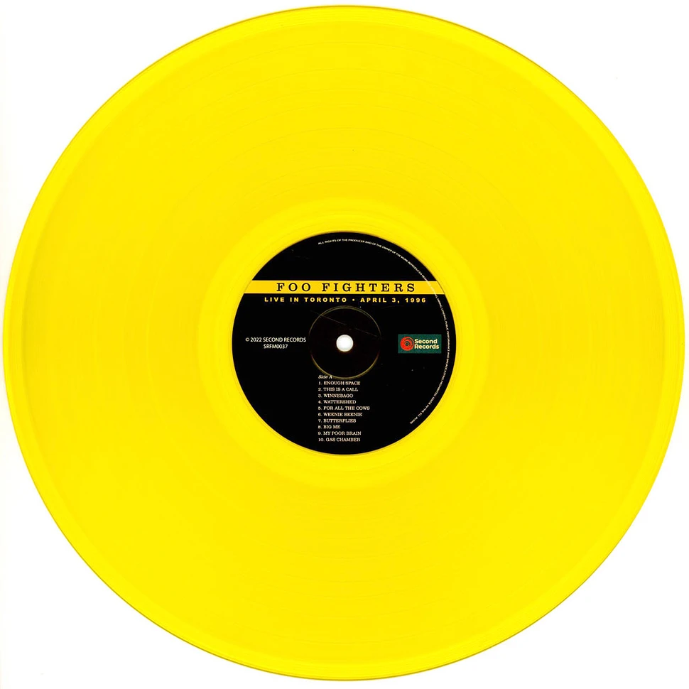 Foo Fighters - Live In Toronto 1996 Yellow Vinyl Edtion