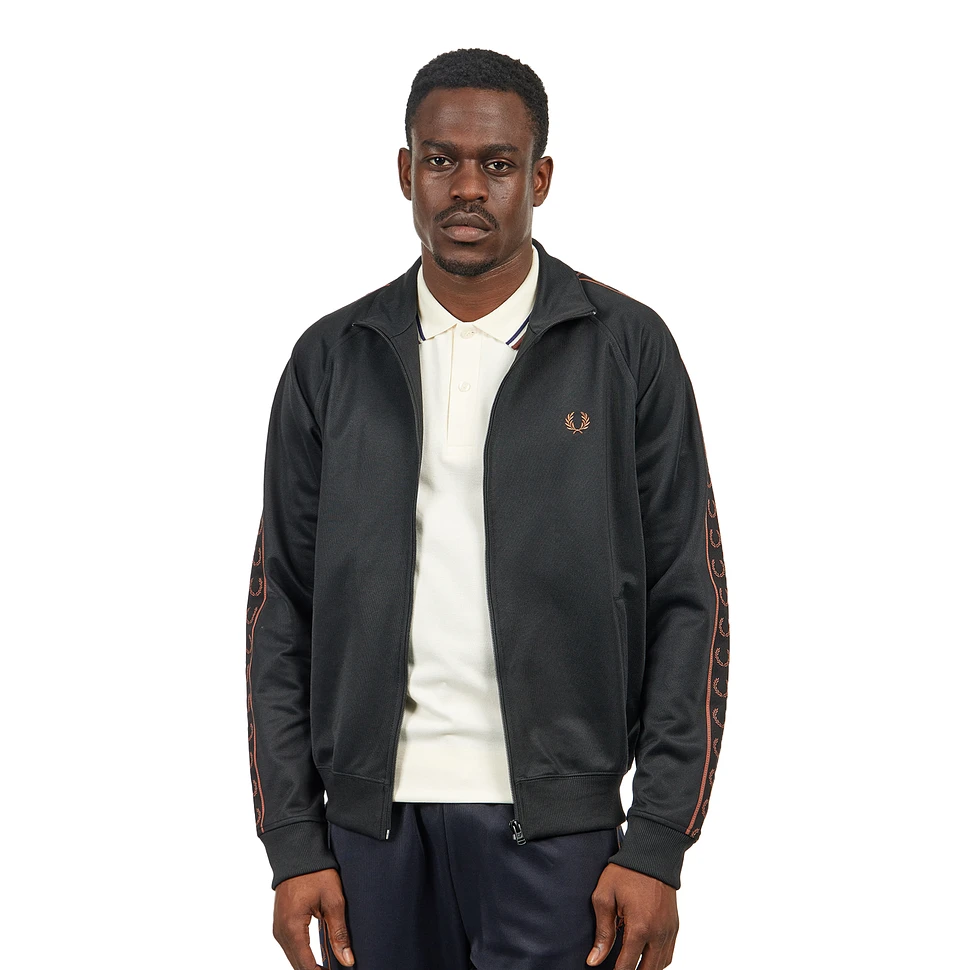 Fred Perry - Contrast Tape Track Jacket (Black / Whisky Brown) | HHV