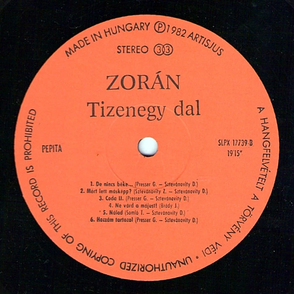 Zorán Sztevanovity - Tizenegy Dal