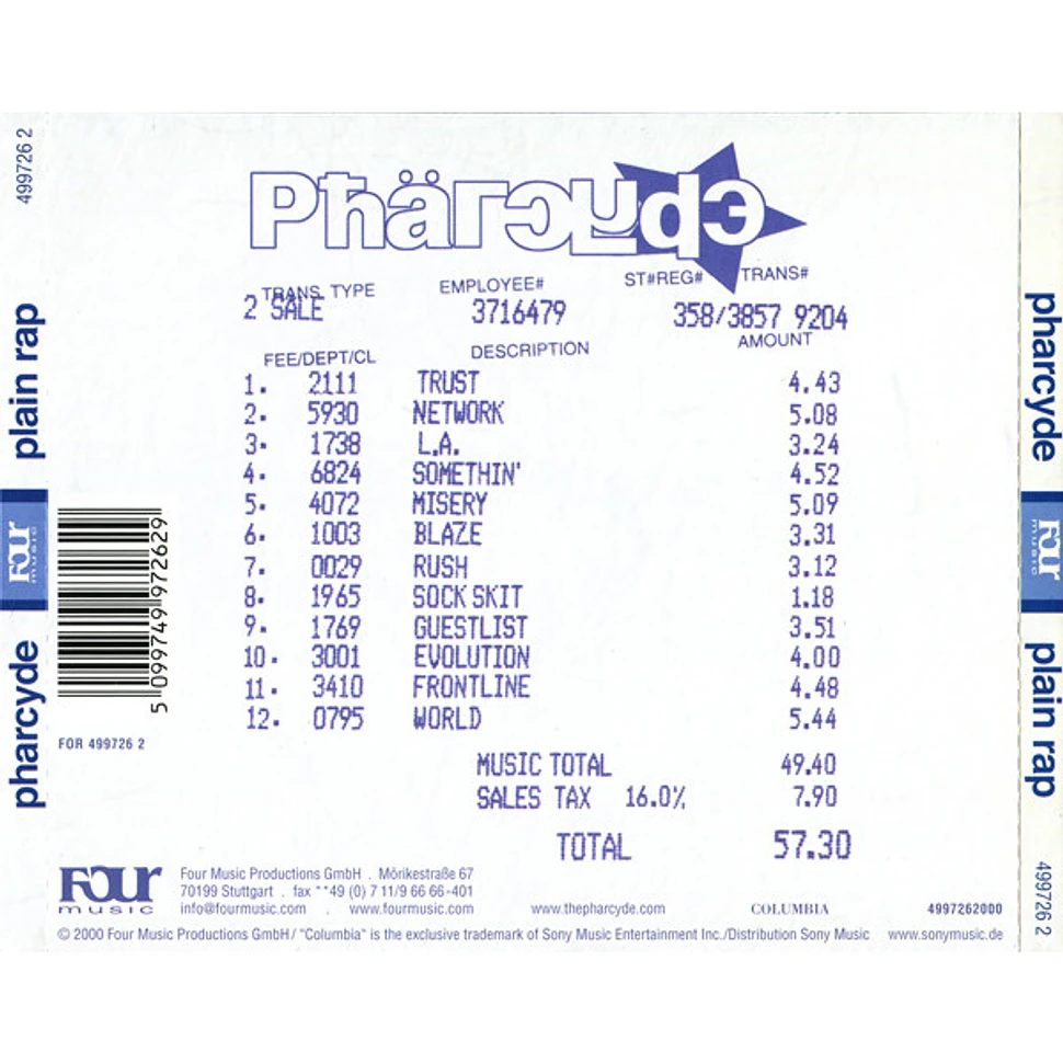 The Pharcyde - Plain Rap - CD - 2000 - EU - Original | HHV