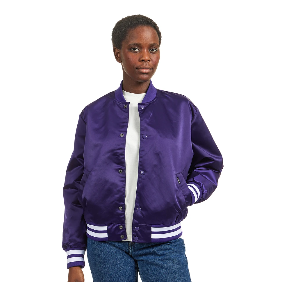 Purple satin bomber on sale jacket