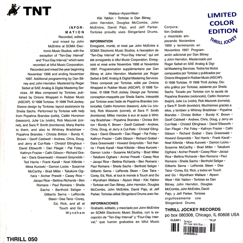 Tortoise - TNT Clear With Blue Vinyl Edition