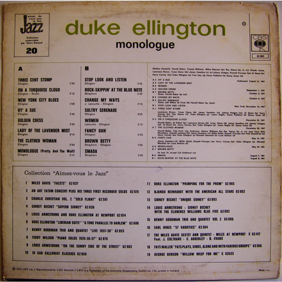 Duke Ellington - Monologue