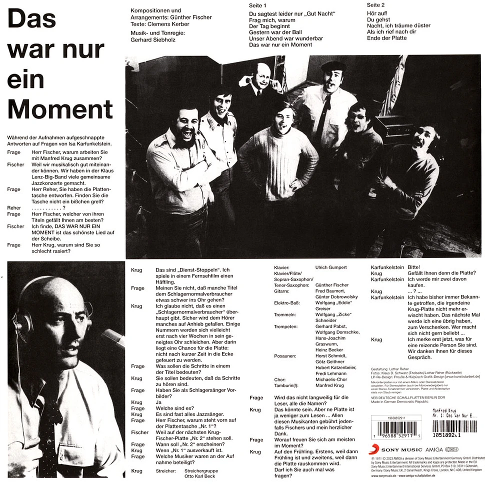 Manfred Krug - Nr. 1: Das War Nur Ein Moment Transparent Yellow Vinyl Edition