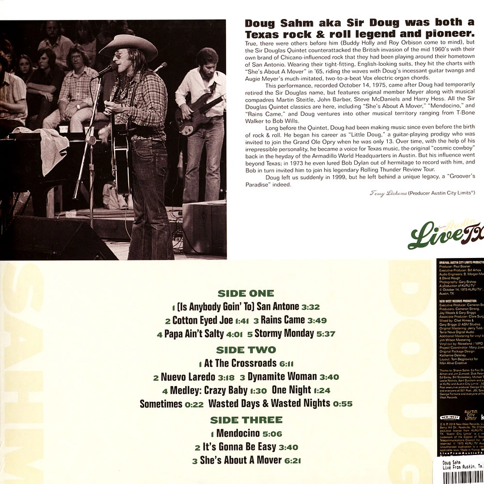 Doug Sahm - Live From Austin, Tx Transparent Green Vinyl Edition