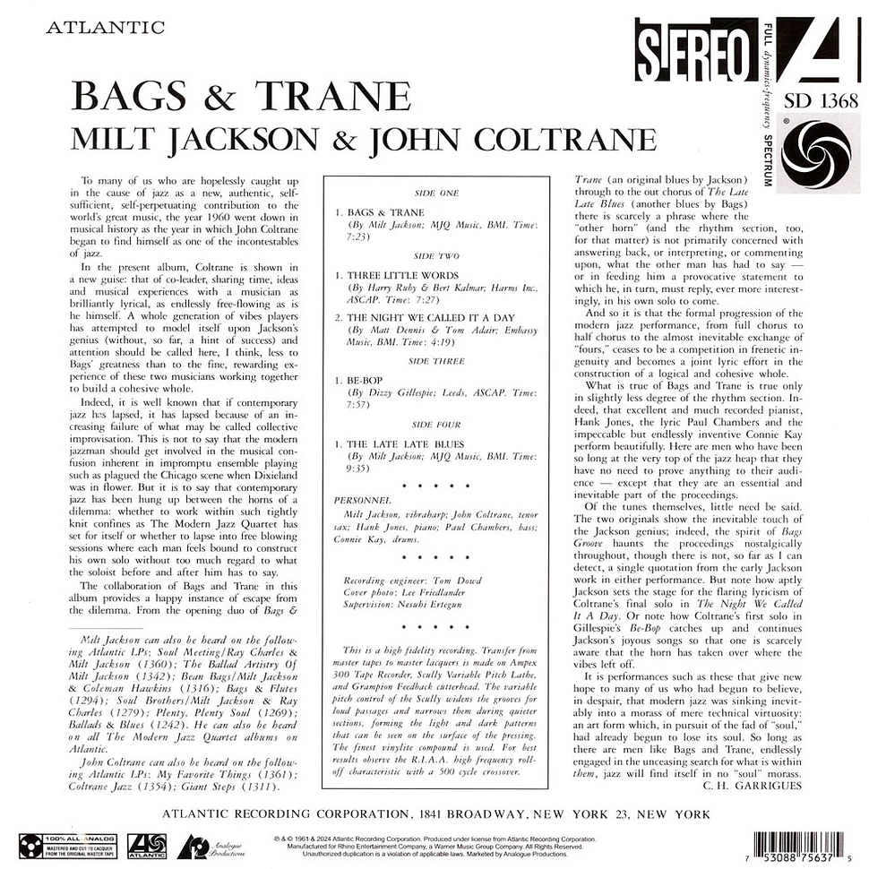 Milt Jackson And John Coltrane - Bags & Trane Atlantic 75 Series