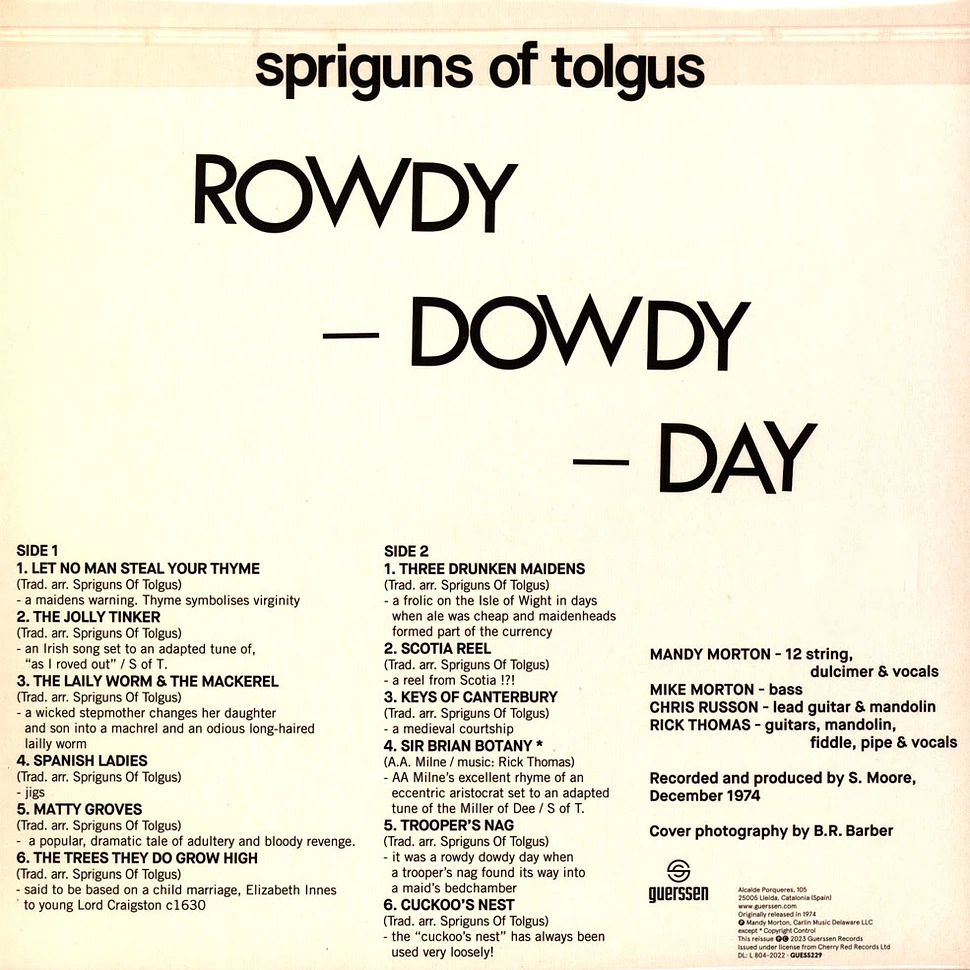 Spriguns Of Tolgus - Rowdy, Dowdy Day