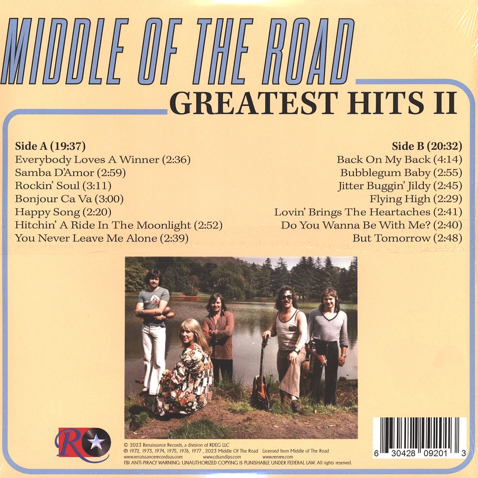 Middle Of The Road - Greatest Hits Volume 2 Turquoise Vinyl Edition