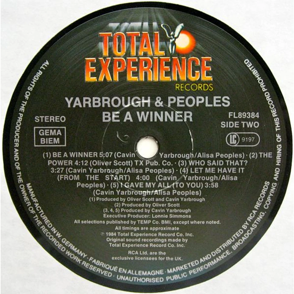 Yarbrough & Peoples - Be A Winner