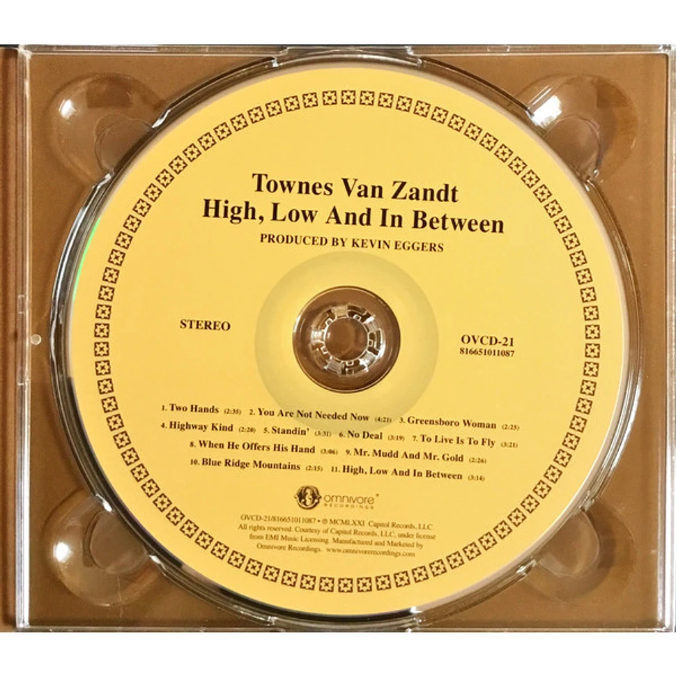 Townes Van Zandt - High, Low And In Between - CD - 2013 - US - Reissue ...