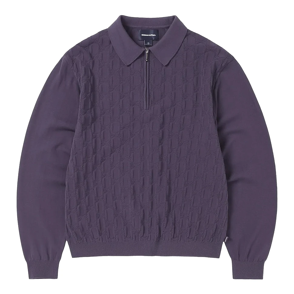 thisisneverthat - Cable Knit Zip Polo