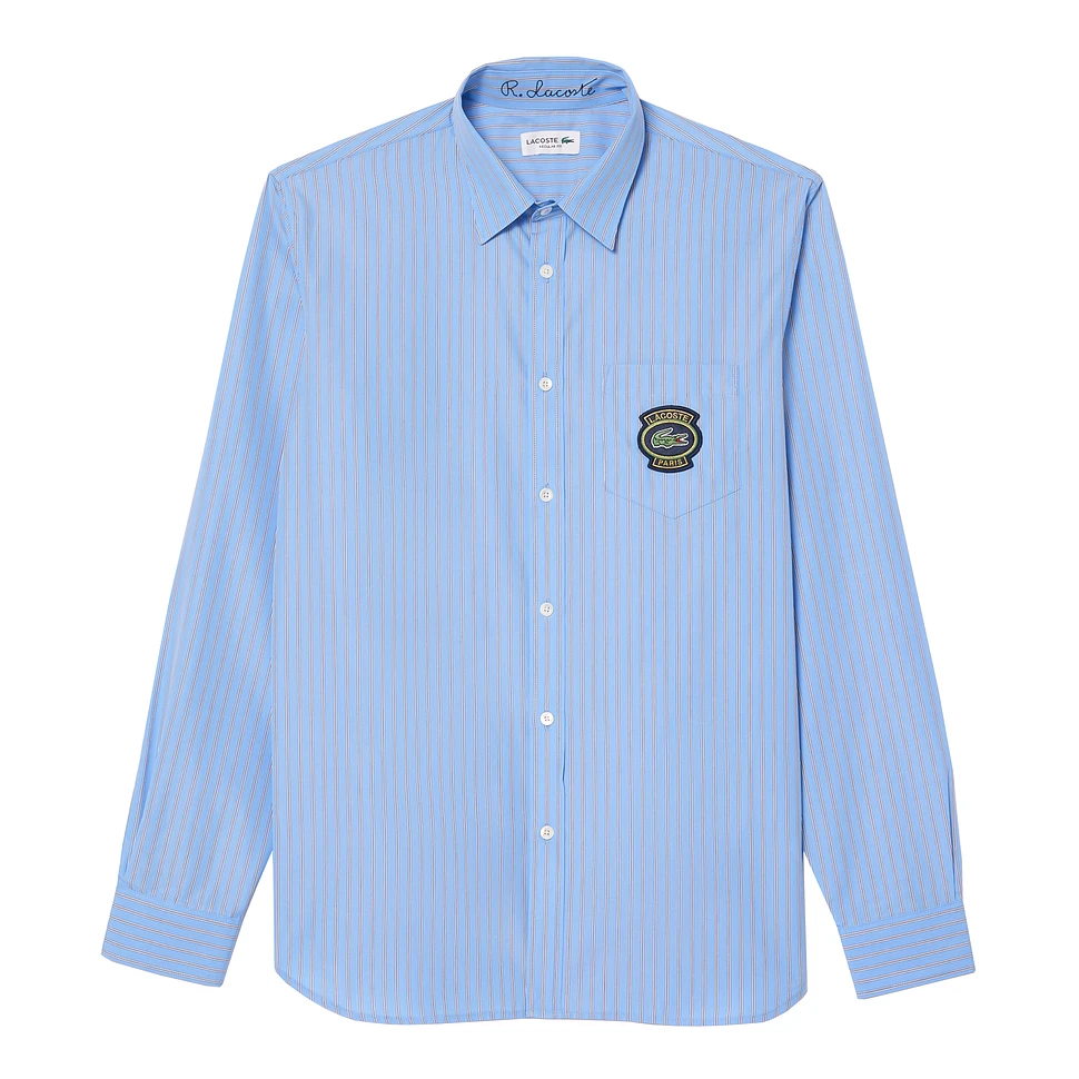 Lacoste - Striped Button Collar Badge Shirt