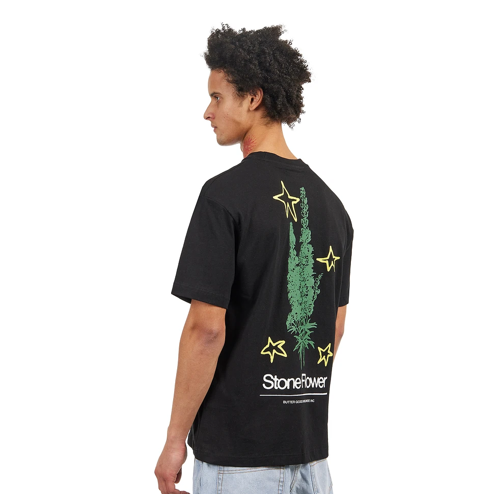【BUTTER GOODS】 Stone Flower Tee / Black Fossil Tee, Black – Butter Goods