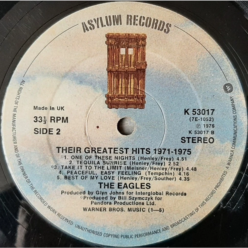 Eagles - Their Greatest Hits 1971-1975 - Vinyl LP - 1976 - UK ...