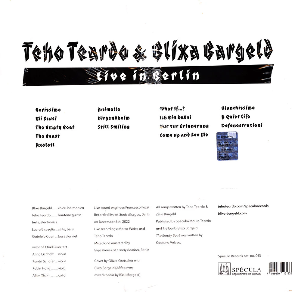 Teho Teardo & Blixa Bargeld - Live In Berlin Black Vinyl Edition