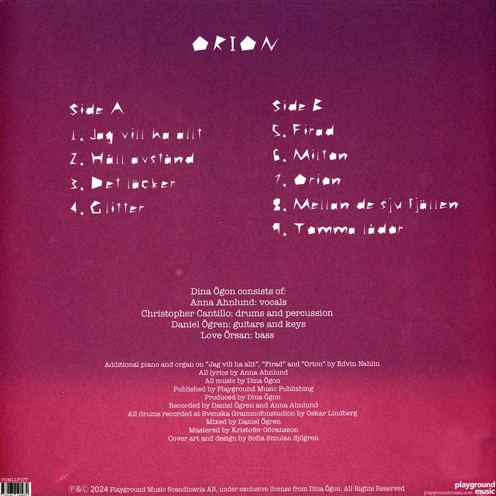Dina Ögon - Orion Black Vinyl Edition