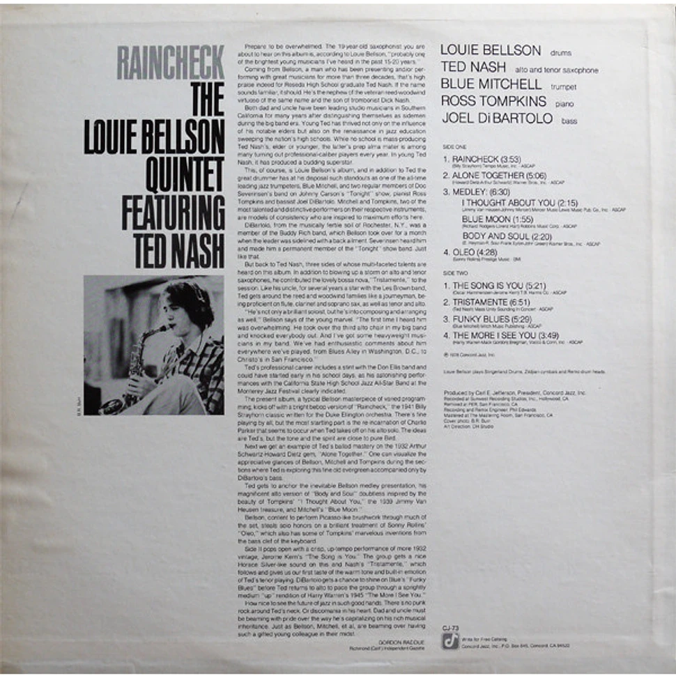 The Louie Bellson Quintet Featuring Ted Nash - Raincheck