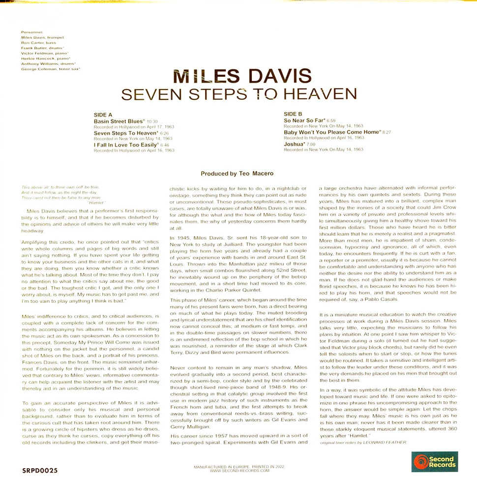 Miles Davis - Seven Steps To Heaven Yellow Vinyl Edition