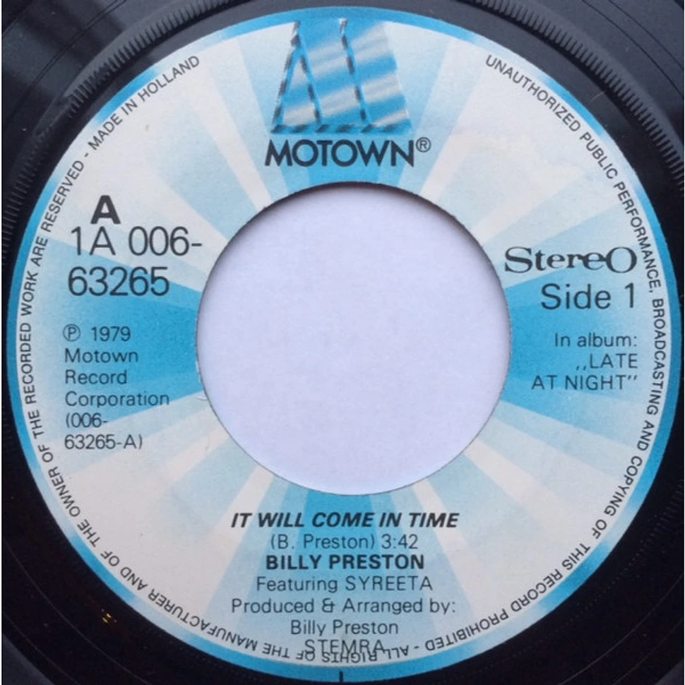 Billy Preston Featuring Syreeta - It Will Come In Time