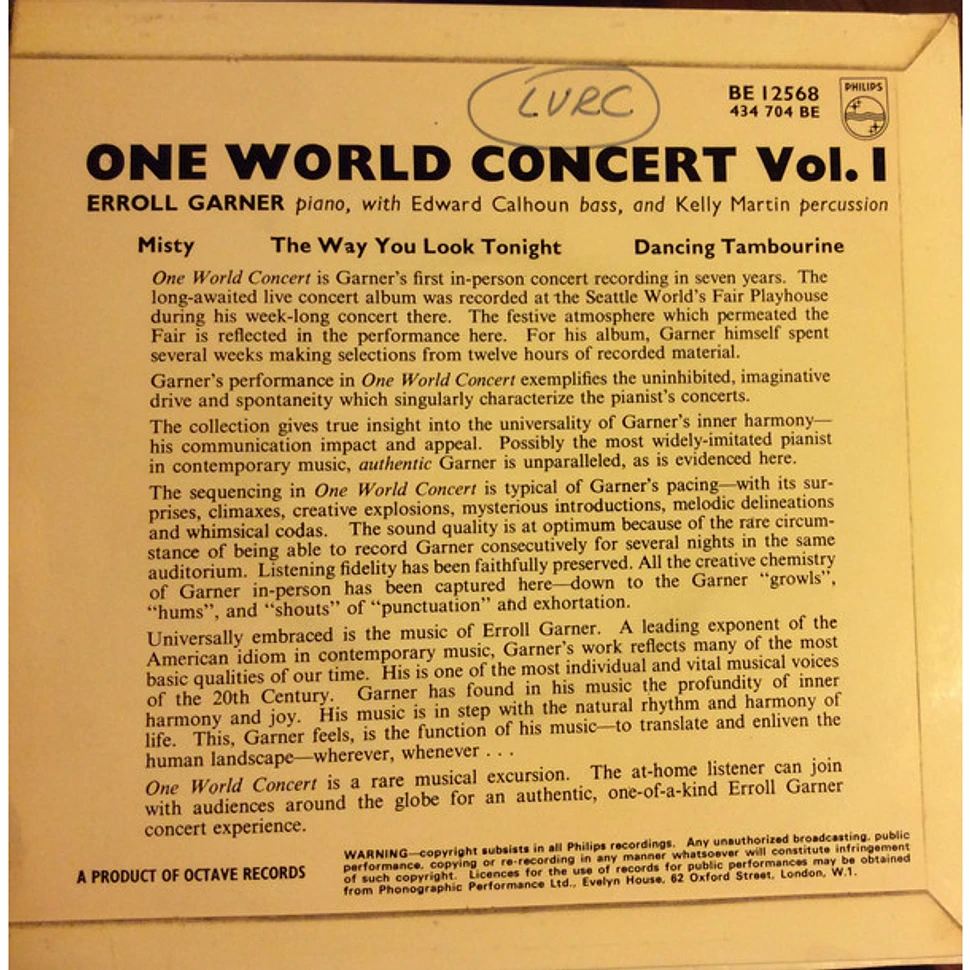 Erroll Garner - One World Concert - Vol. 1