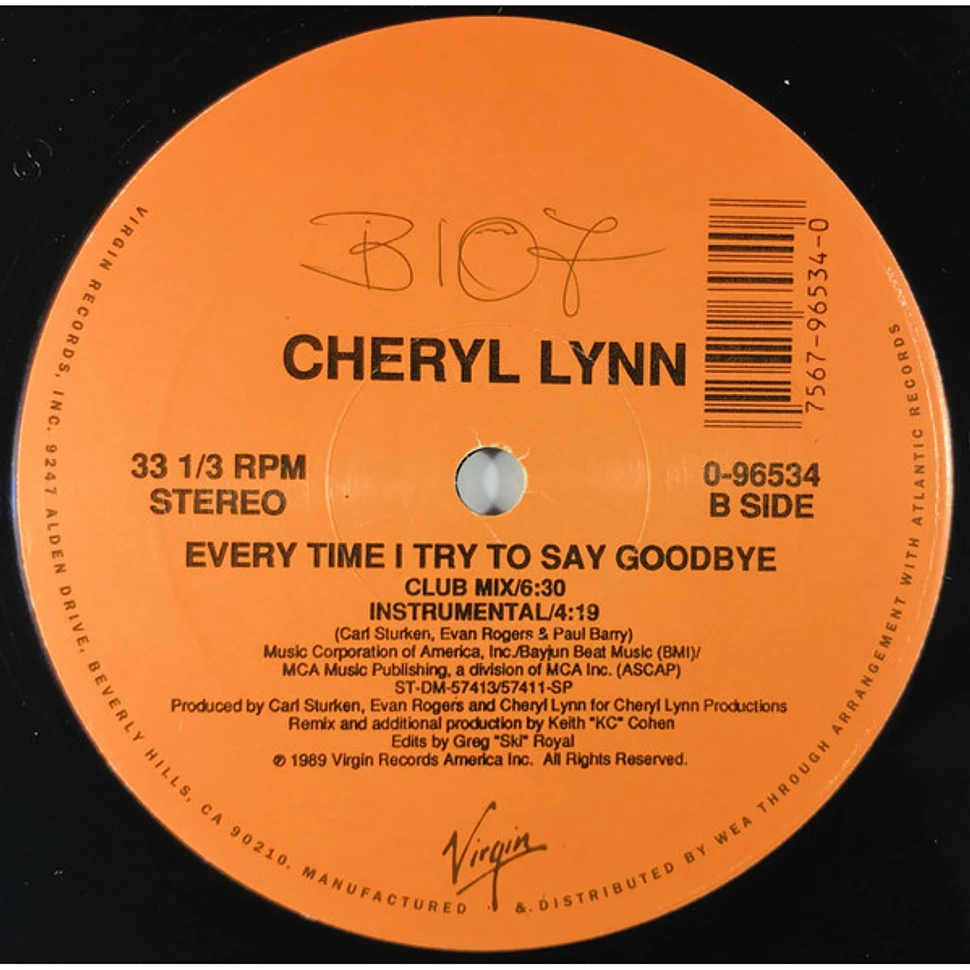 Cheryl Lynn - Every Time I Try To Say Goodbye