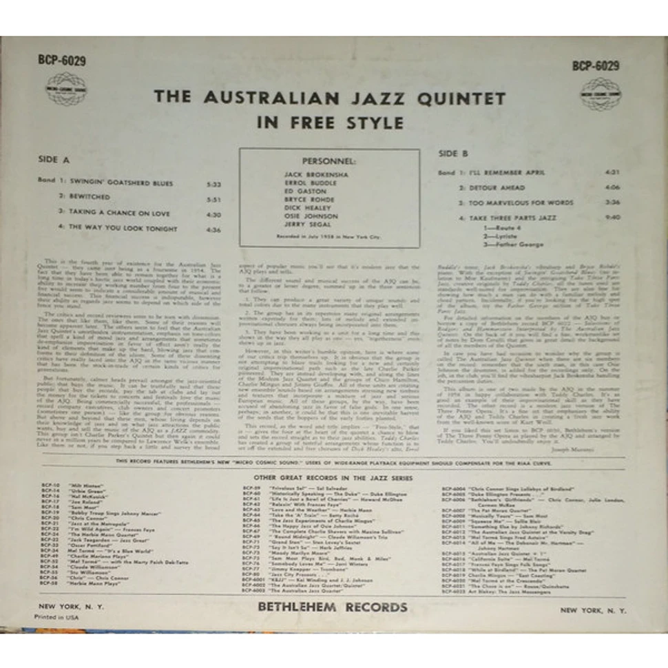 The Australian Jazz Quintet - Free Style
