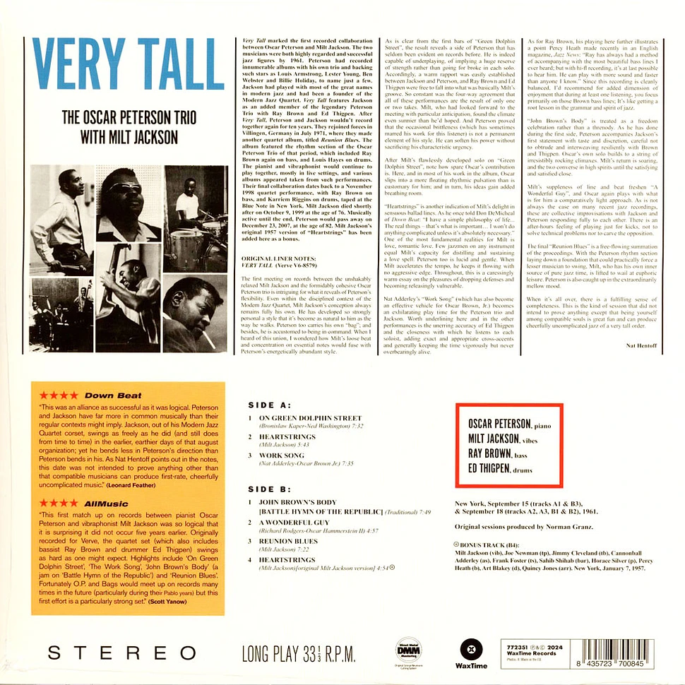 Oscar Peterson Trio / Milt Jackson - Very Tall