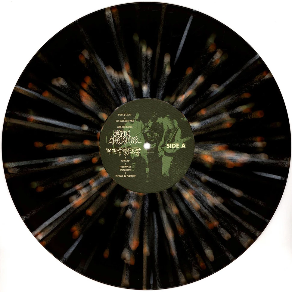 Cryptic Slaughter - Money Talks Black With Green White And Orange Splatters Vinyl Edition