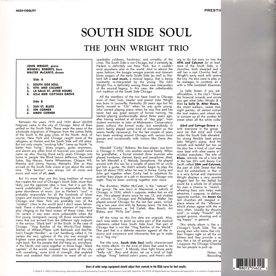 John Wright Trio - South Side Soul (Original Jazz Classics Series)