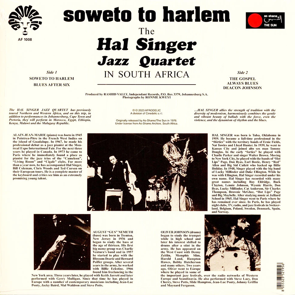 Hal Singer Jazz Quartet - Soweto To Harlem HHV Exclusive Record Store Day 2024 Yellow Vinyl Edition