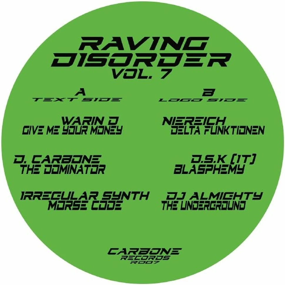 V.A. - Raving Disorder Volume 7 Transparent Green Vinyl Edition
