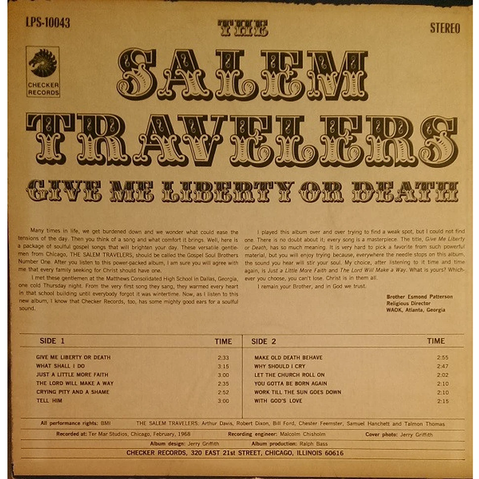 The Salem Travelers - Give Me Liberty Or Death