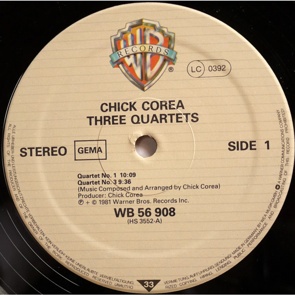 Chick Corea - Three Quartets