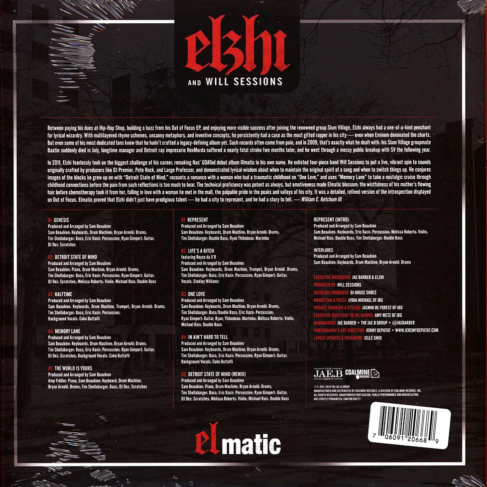 Elzhi - Elmatic HHV EU Exclusive Ruby & Black Marble Colored Vinyl w/ Hand-Numbered Sticker