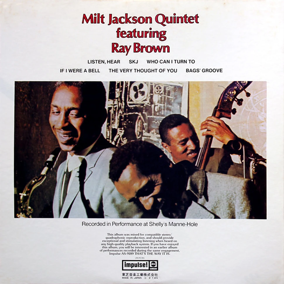 Milt Jackson Quintet Featuring Ray Brown - Just The Way It Had To Be