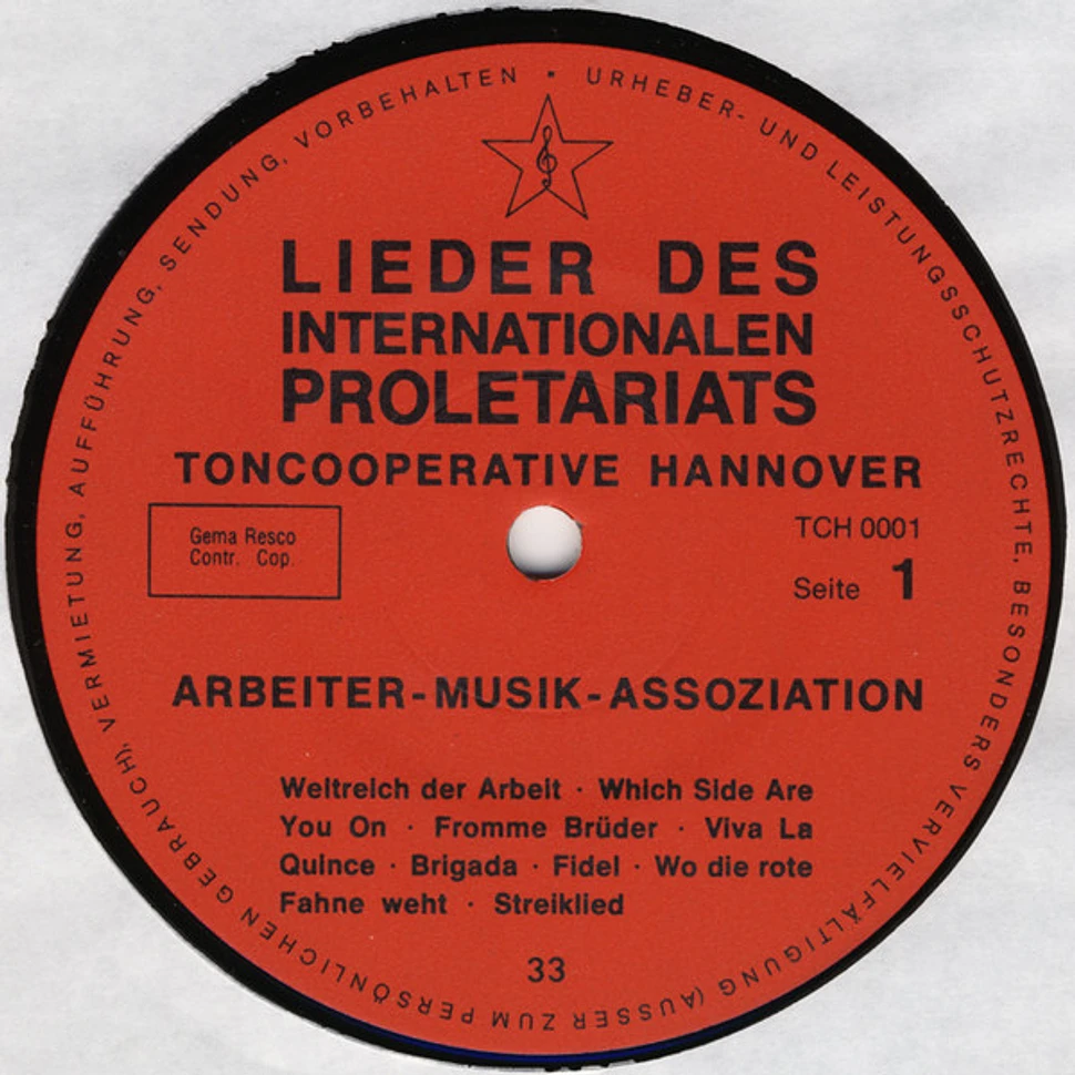 Arbeiter-Musik-Assoziation Hannover - Lieder Des Internationalen Proletariats