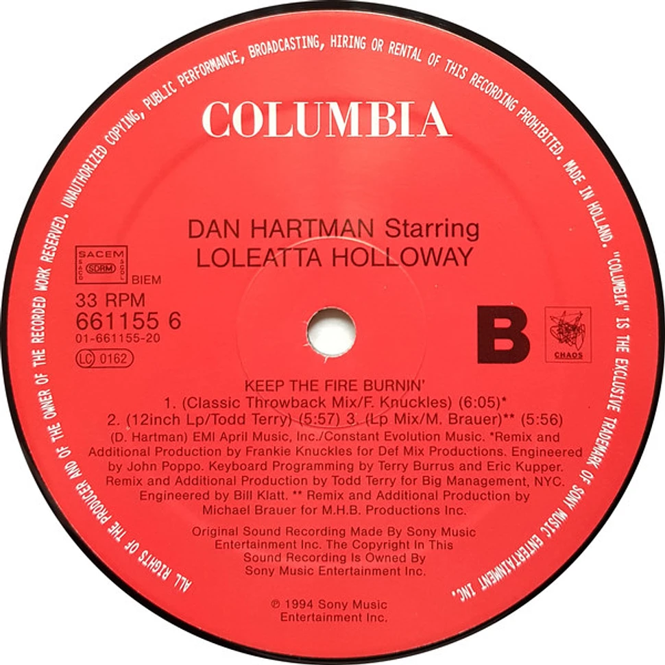 Dan Hartman Starring Loleatta Holloway - Keep The Fire Burnin'