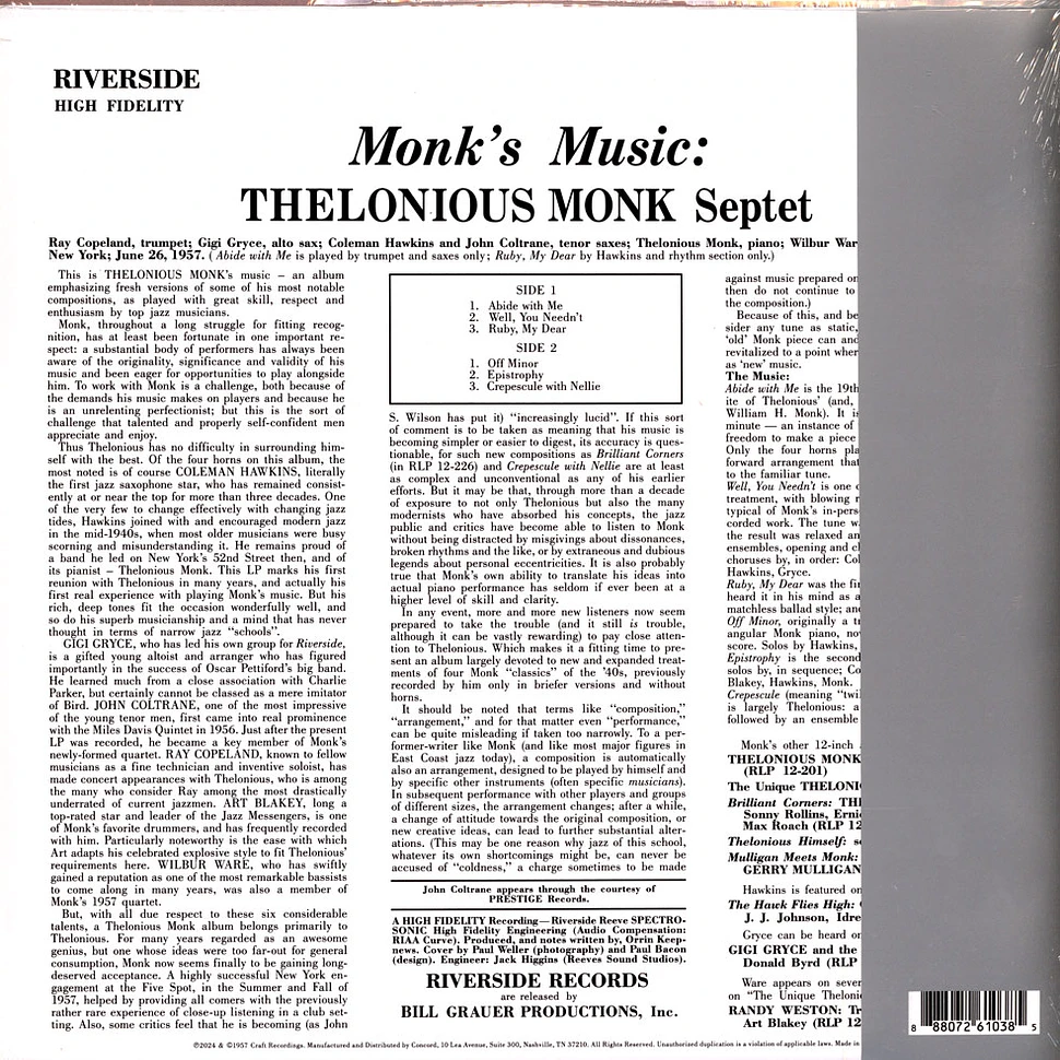 Thelonious Monk Septet - Monk's Music Limited Ojc. Series