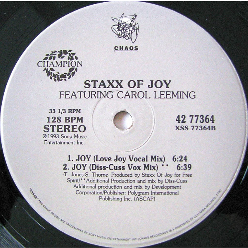 Staxx Featuring Carol Leeming - Joy