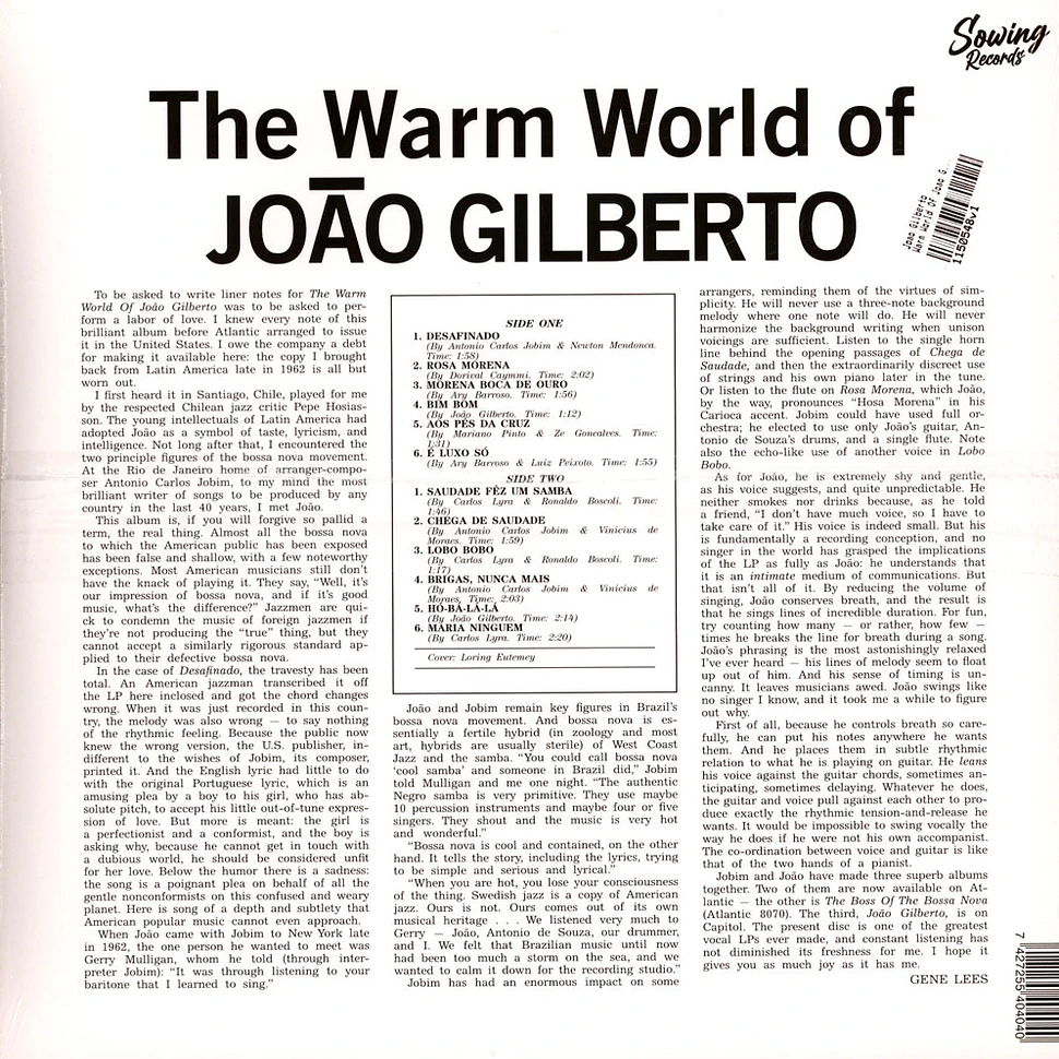 Joao Gilberto - Warm World Of Joao Gilberto Clear Vinyl Edtion