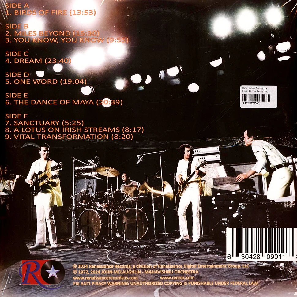 Mahavishnu Orchestra - Live At The Berkeley Community Theater, 1972 Clear Vinyl Edition