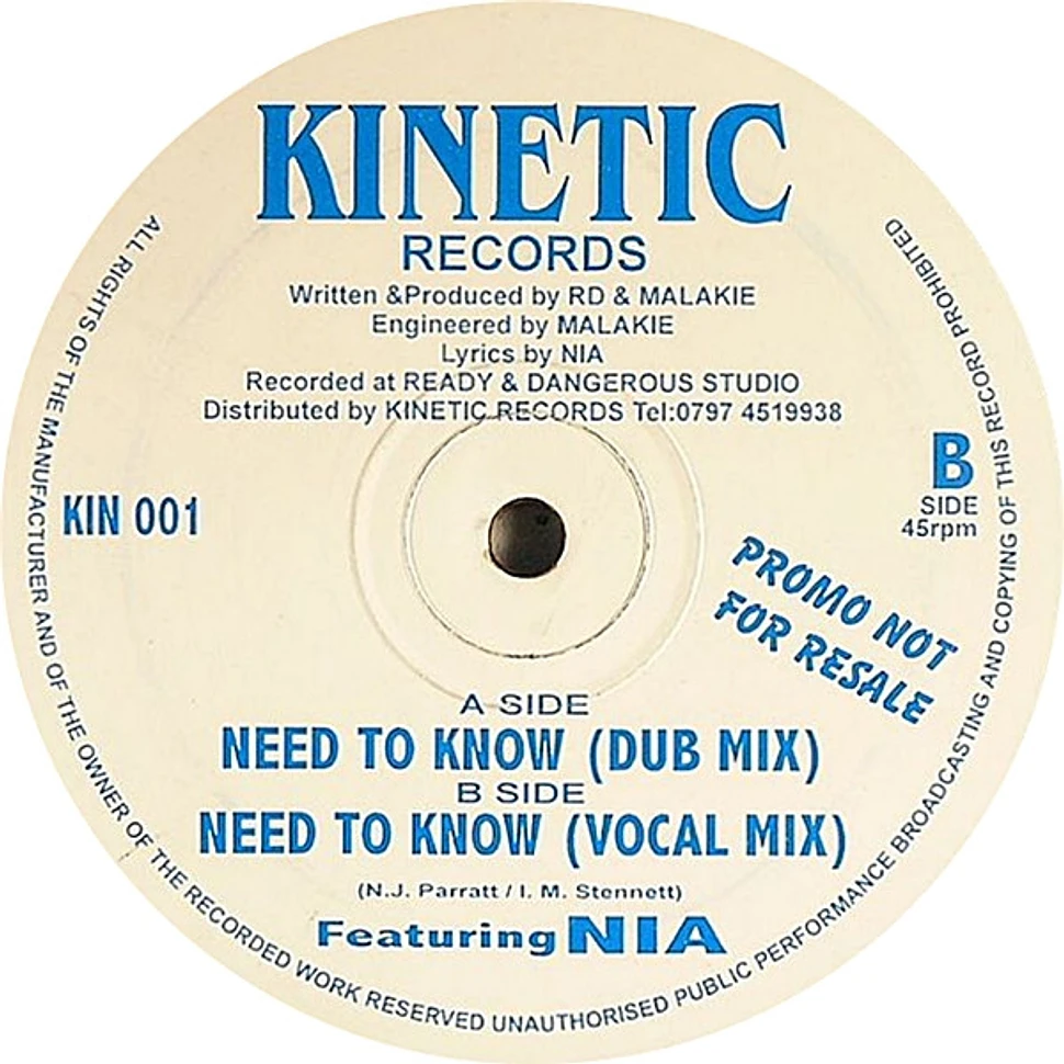 DJ RD & DJ Malakie Featuring NIA - Need To Know