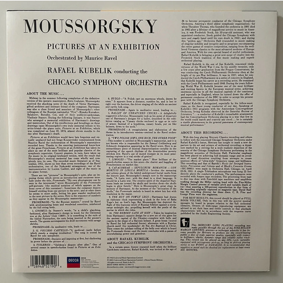 Rafael Kubelik, Chicago Symphony Orchestra, Modest Mussorgsky, Maurice Ravel - Pictures At An Exhibition