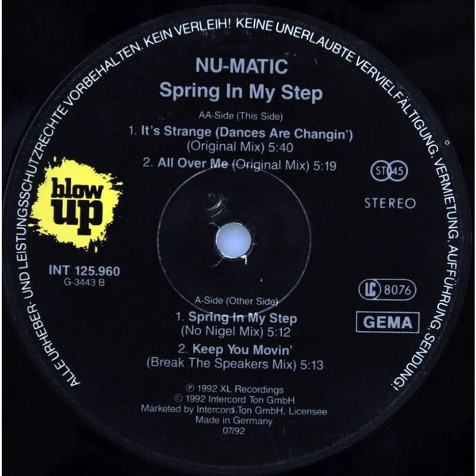 Nu-Matic - Spring In My Step