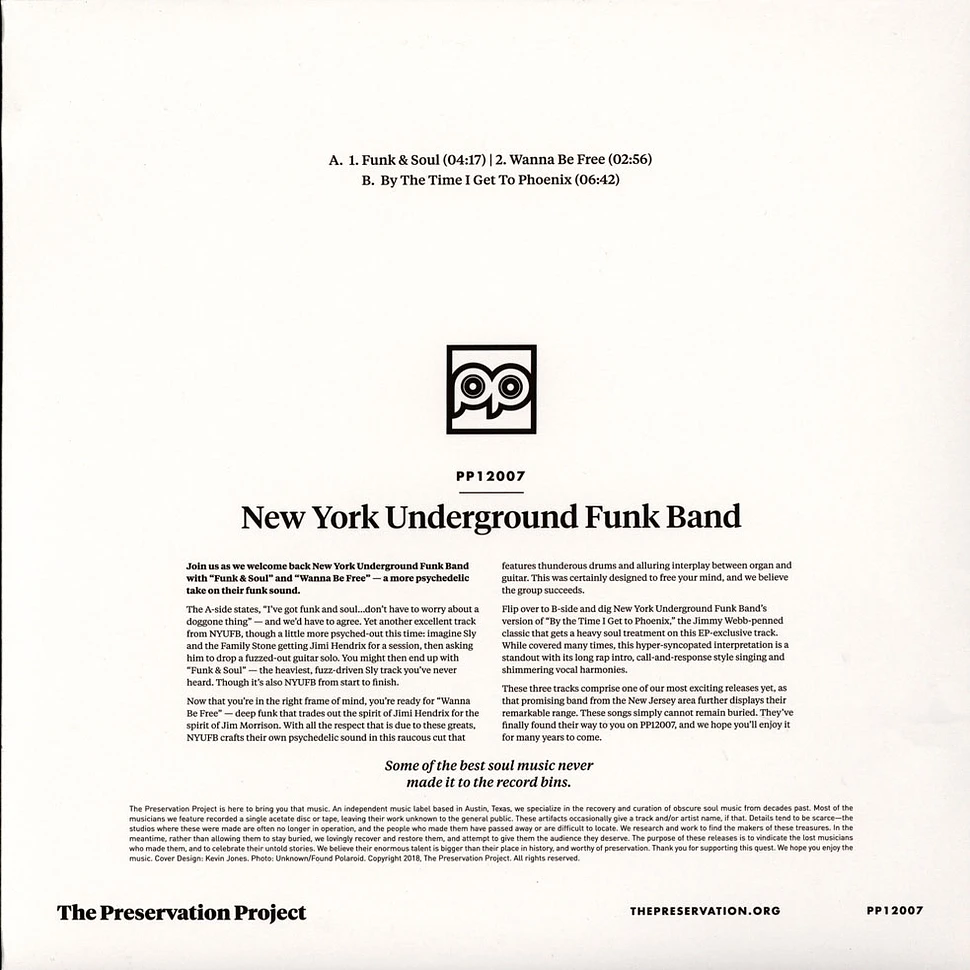 The New York Underground Funk Band - Funk & Soul / Wanna Be Free (With Slightly Damaged Cover)