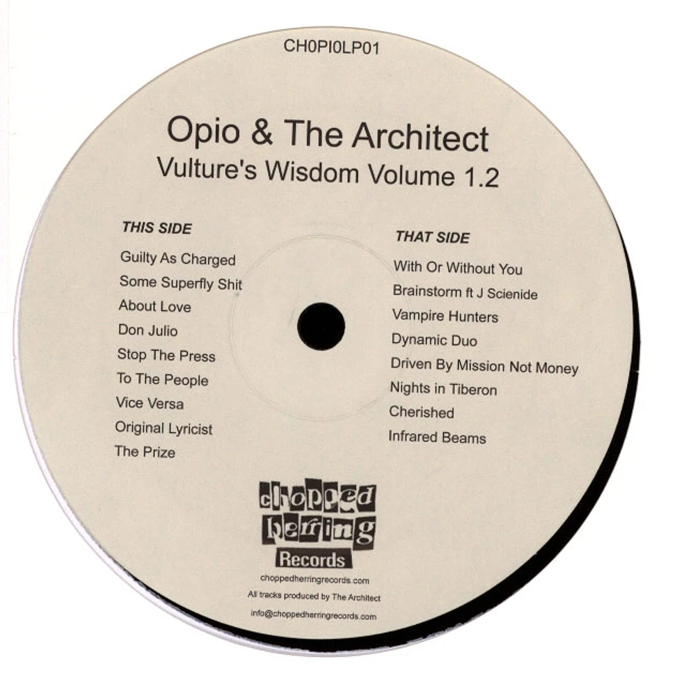 Opio & The Architect - Wisdom Volume 1.2 Black Vinyl Edition