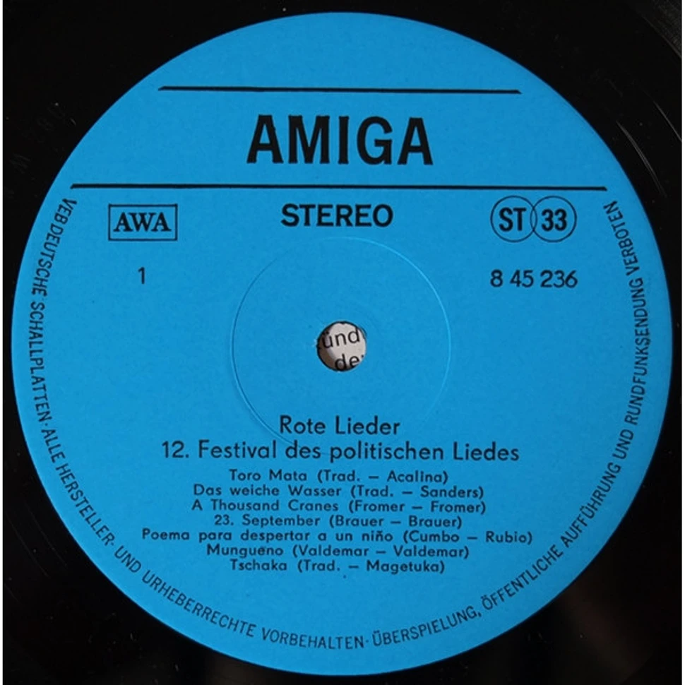 V.A. - Rote Lieder - 12. Festival Des Politischen Liedes Berlin 1982