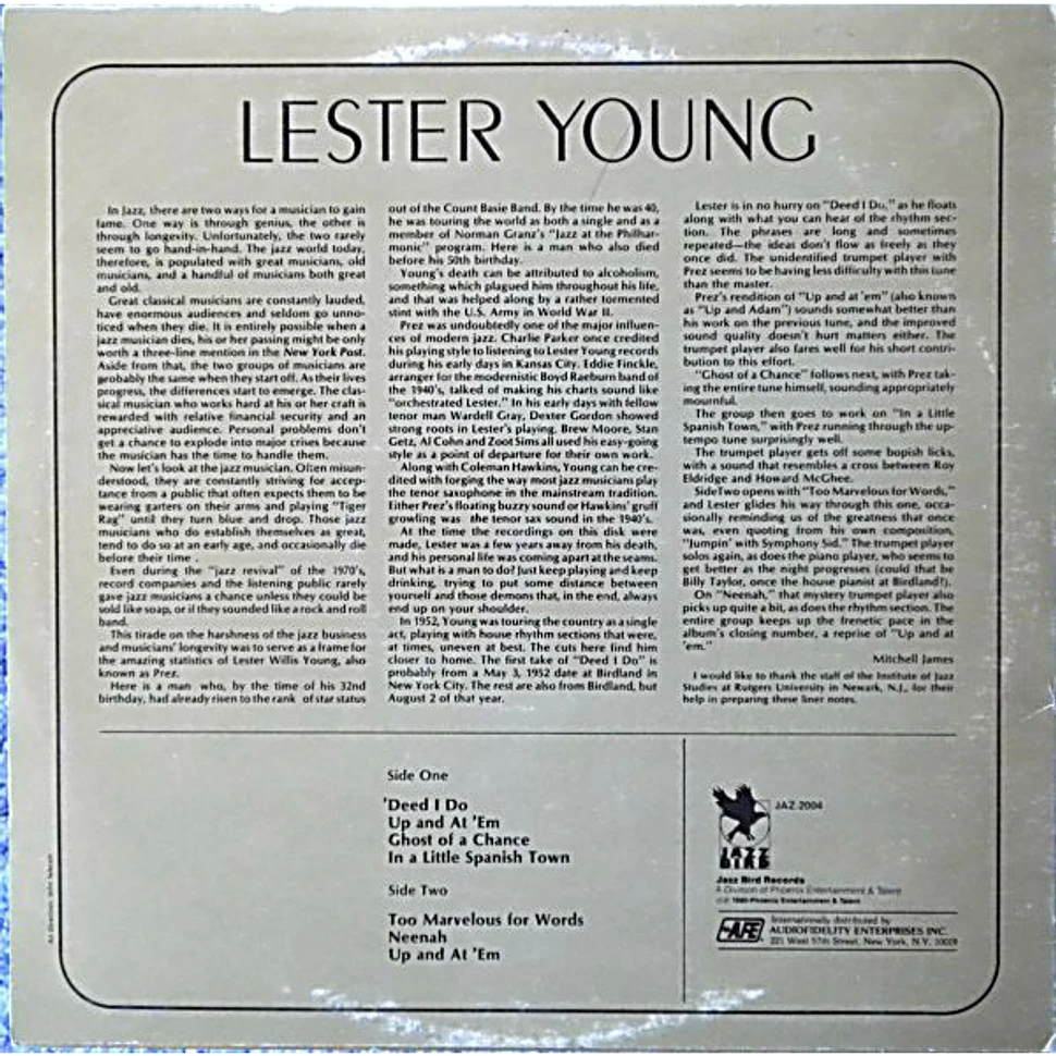 Lester Young - Too Marvelous For Words