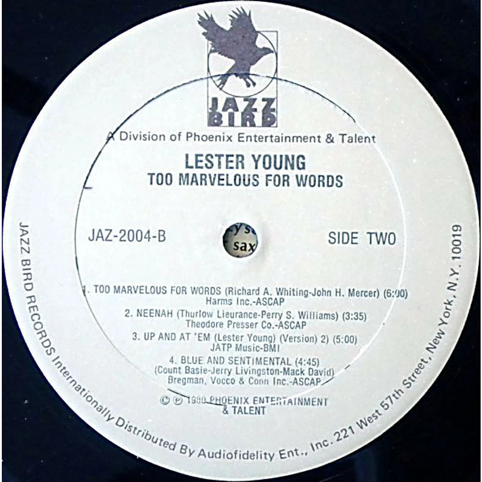 Lester Young - Too Marvelous For Words